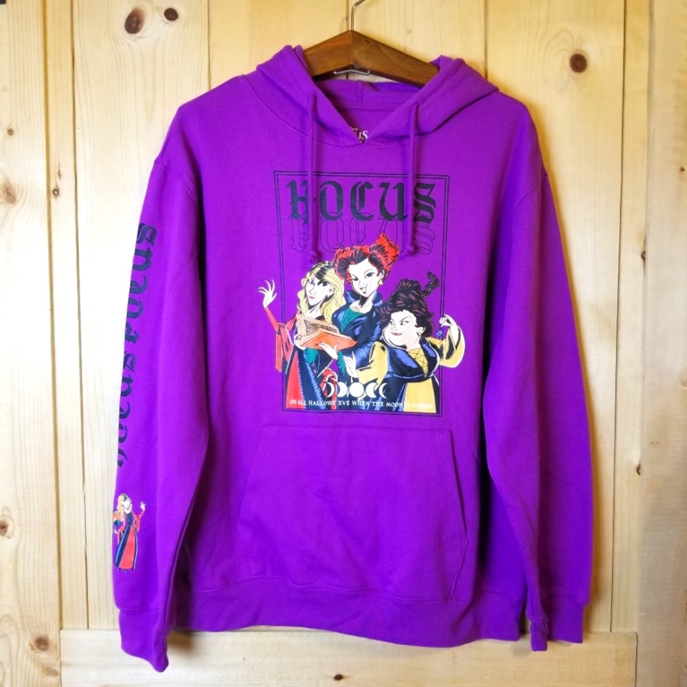 Disney Hocus Pocus Juniors Purple Pullover Hoodie Sweatshirt NWOT